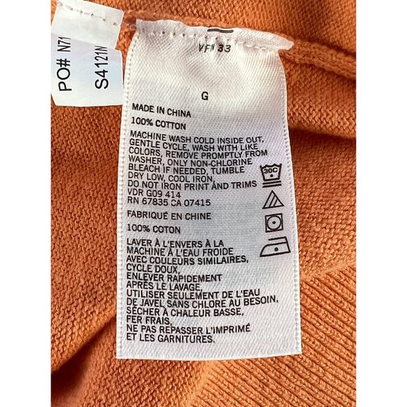 Nautica Sweater Mens Large Orange V Neck 100% Cotton Pullover Lightweight Knit - Picture 5 of 11